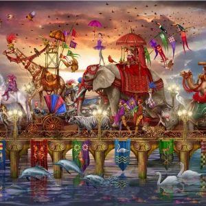 Circus Cross Stitch One way traffic Needlework 14CT Canvas Unprinted Handmade Embroidery Cross Stitch Kits Set DIY Home Decor